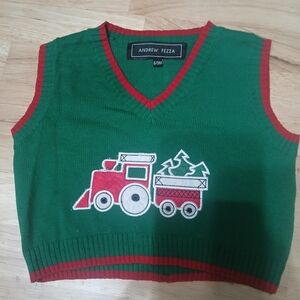 Andrew Fezza Kids Sweater Vest Fire Truck Holiday Christmas 6-9 Months Unisex